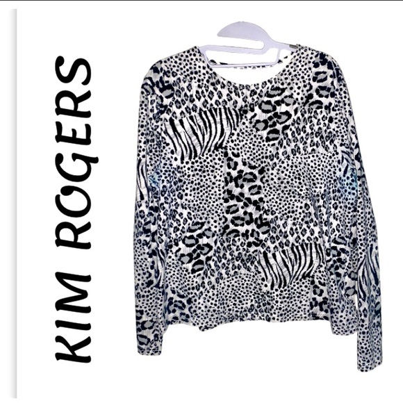 Kim Rogers Sweaters - Kim Rogers - Animal Print - Cotton / Spandex -  Sweater - Size L